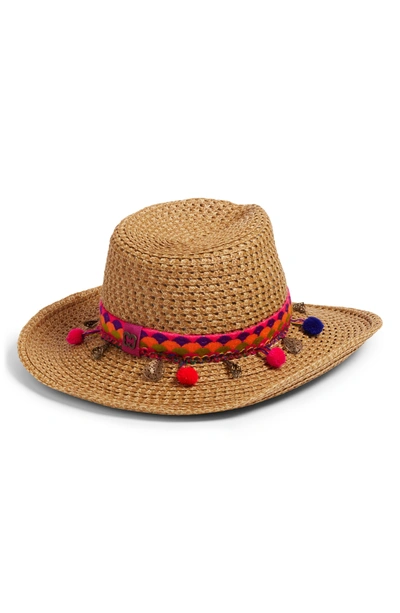 Shop Eric Javits Sunny Squishee Western Hat - Brown In Natural Mix