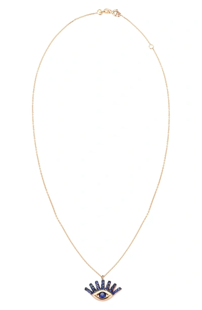 Shop Kismet By Milka Sapphire Pendant Necklace In Rose Gold