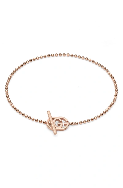 Shop Gucci Double-g Line Bracelet In Rose Gold