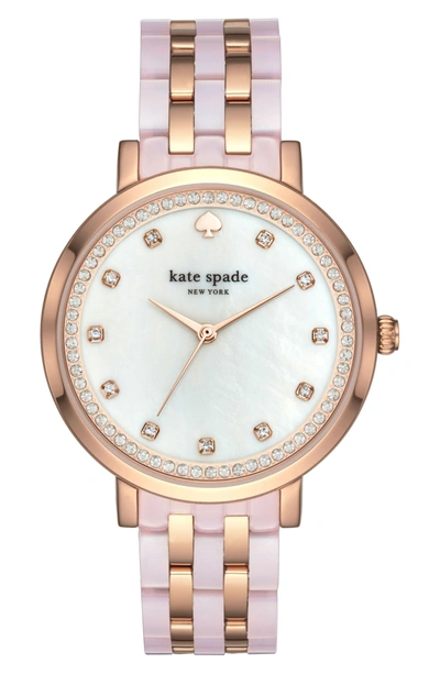 Shop Kate Spade Monterey Crystal Dial Bracelet Watch, 38mm In Blush/ Pink/ Rose Gold/ Mop