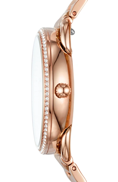 Shop Fossil Tailor Crystal Multifunction Bracelet Watch, 35mm In Rose Gold