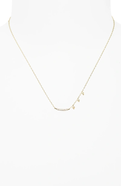 Shop Meira T Diamond & Pearl Bar Pendant Necklace In Yellow Gold