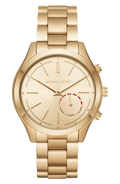 Shop Michael Kors Michael  Slim Runway Smart Watch, 42mm In Gold