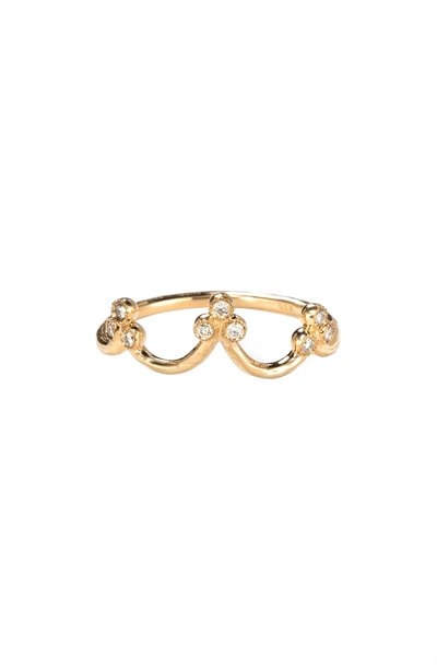 Shop Nora Kogan Crown Princess Stack Ring In Yellow Gold