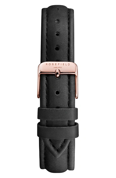 Shop Rosefield Bowery Leather Strap Watch, 38mm In Black/ Rose Gold