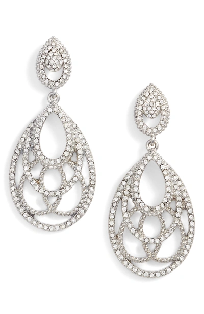 Shop Jenny Packham Openwork Crystal Drop Earrings In Crystal/ Silver