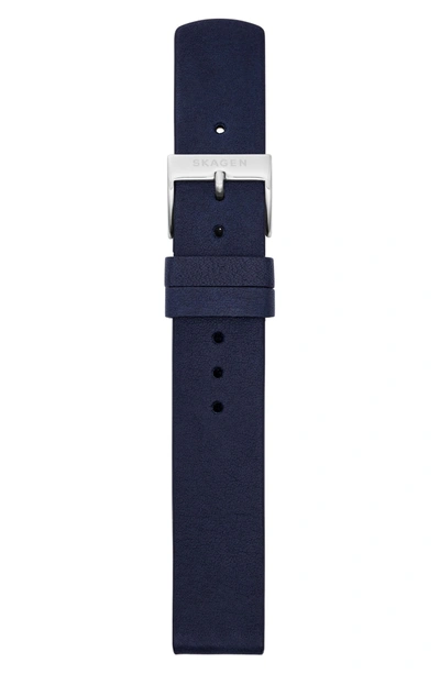 Shop Skagen Leather Watch Strap, 16mm In Navy