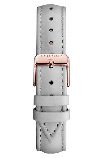 Shop Rosefield Bowery Leather Strap Watch, 38mm In Grey/ White/ Silver