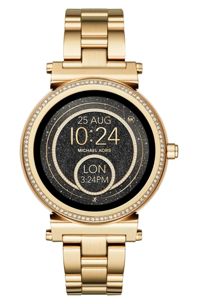 Shop Michael Kors Sofie Smart Bracelet Watch, 42mm In Gold/ Black/ Gold