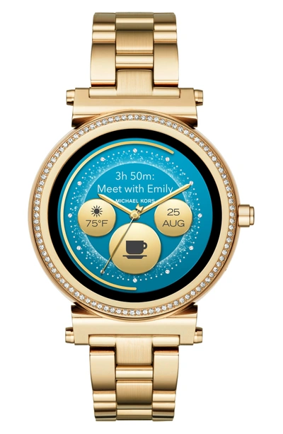 Shop Michael Kors Sofie Smart Bracelet Watch, 42mm In Gold/ Black/ Gold