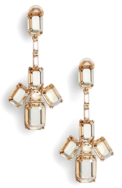 Shop Oscar De La Renta Tendril Crystal Clip Earrings In Cry Gold Shadow