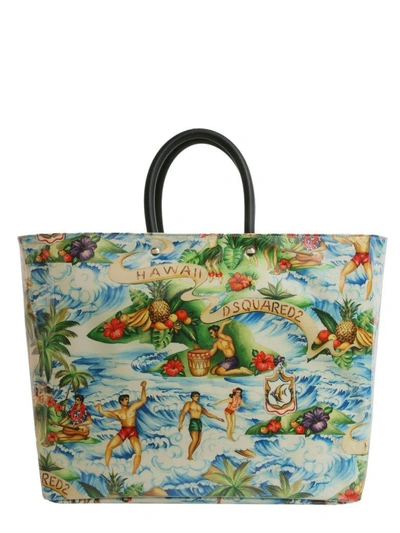 Shop Dsquared2 Hawaii Printed Tote Bag In Multicolor