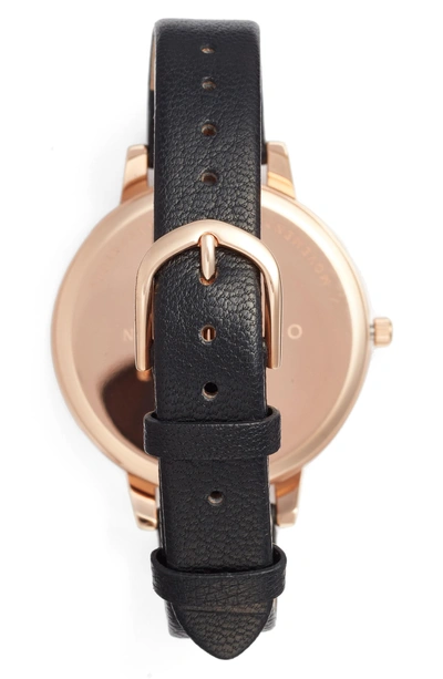 Shop Olivia Burton Marble Floral Leather Strap Watch, 38mm In Black/ Floral/ Rose Gold