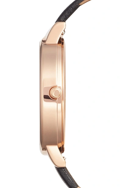 Shop Olivia Burton Marble Floral Leather Strap Watch, 38mm In Black/ Floral/ Rose Gold