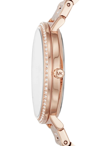 Shop Michael Kors Courtney Crystal Bracelet Watch, 36mm In Rose Gold/ Gold/ Rose Gold