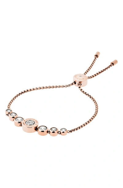 Shop Michael Kors Crystal Bracelet In Rose Gold