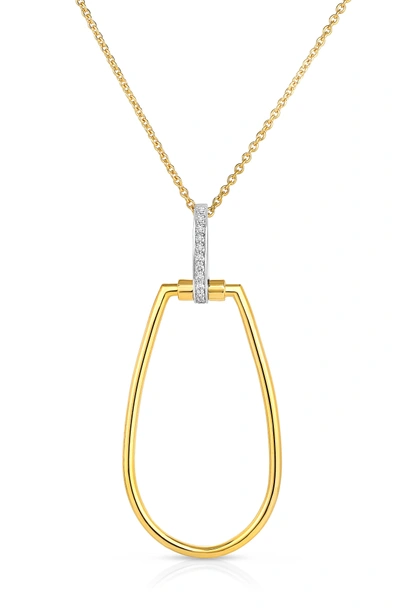 Shop Roberto Coin Classica Parisienne Diamond Oval Necklace In Yellow Gold