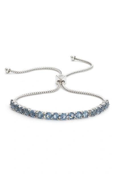 Shop Givenchy Adjustable Crystal Bracelet In Denim/ Silver