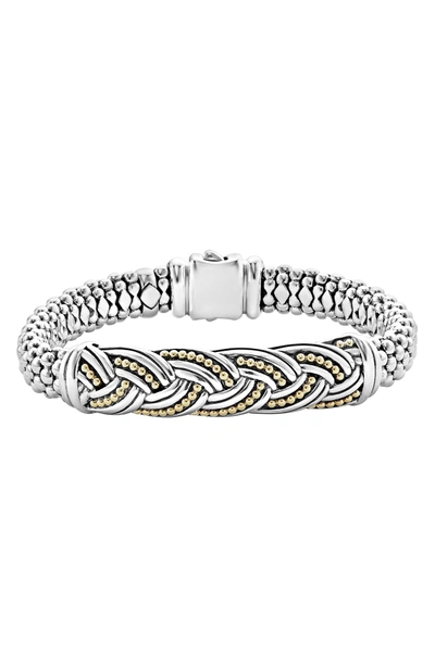 Shop Lagos Torsade Large Station Bracelet In Silver/ Gold