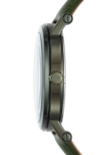 Shop Michael Kors Micahel Kors Norie Leather Strap Watch, 38mm In Green