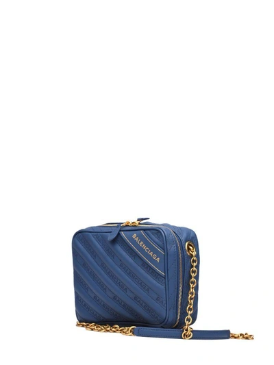 Shop Balenciaga Blanket Reporter Xs Shoulder Bag Blue In Bleu Tanzanite