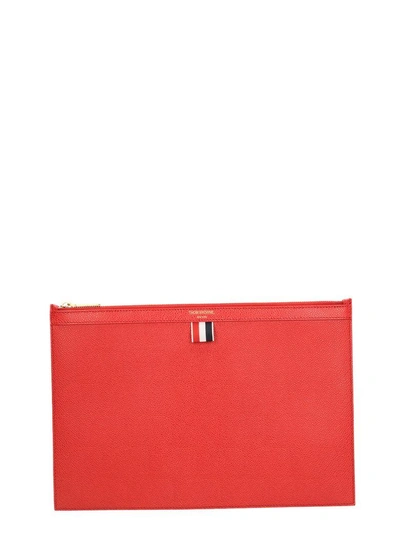 Shop Thom Browne Zipper Folio Pochette In Red