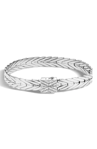 Shop John Hardy Modern Chain 8mm Bracelet In Silver/diamond