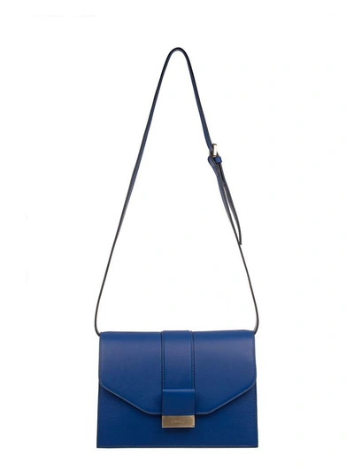 Shop Visone Elettric Blue Carrie Small Leather Shoulder Bag