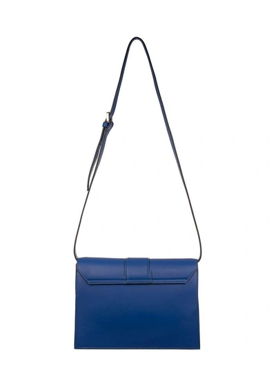 Shop Visone Elettric Blue Carrie Small Leather Shoulder Bag