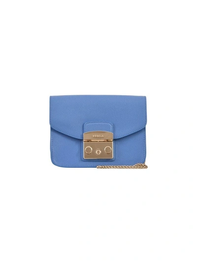 Shop Furla Blue Metropolis Bag Mini In Baby Blue