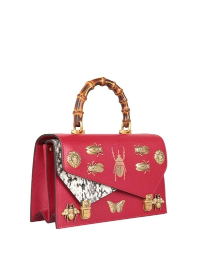 Shop Gucci Ottilia Leather Bag In Rosso