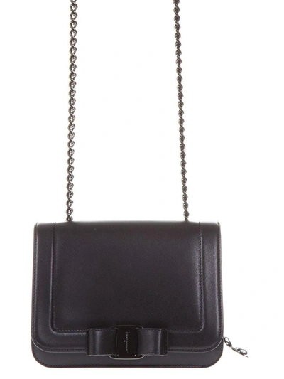 Shop Ferragamo Vara Small Black Leather Shoulder Bag