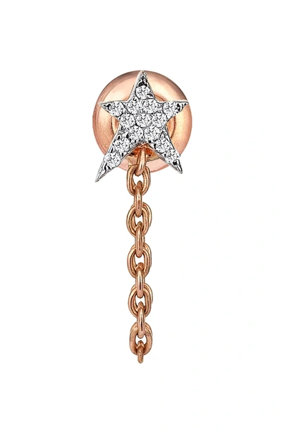 Shop Kismet By Milka Struck Star Diamond Chain Earring In Rose Gold