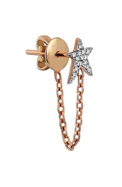 Shop Kismet By Milka Struck Star Diamond Chain Earring In Rose Gold