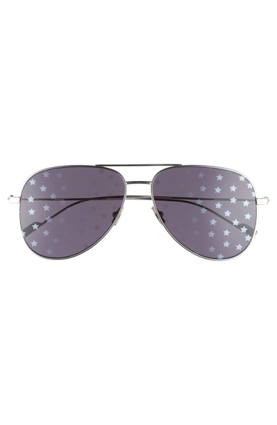 Shop Saint Laurent Sl193 59mm Aviator Sunglasses - Silver