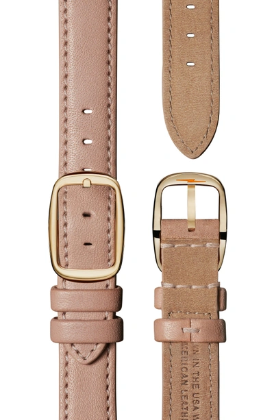 Shop Shinola The Canfield Leather Strap Watch, 38mm In Blush/ Mop/ Gold