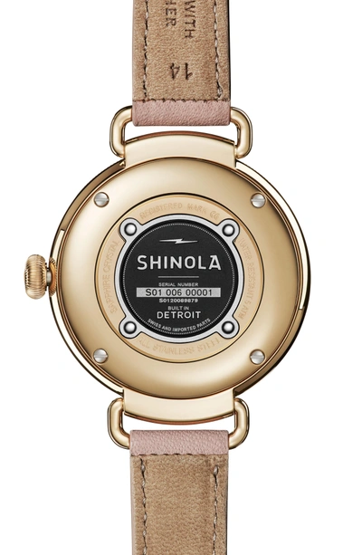 Shop Shinola The Canfield Leather Strap Watch, 38mm In Blush/ Mop/ Gold