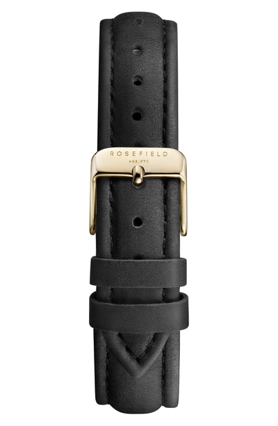 Shop Rosefield Tribeca Leather Strap Watch, 33mm In Black/ Gold