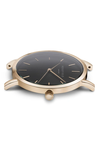 Shop Rosefield Tribeca Leather Strap Watch, 33mm In Black/ Gold