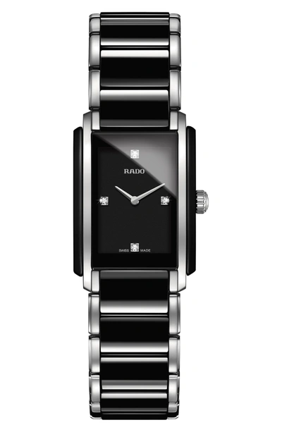 Shop Rado Integral Diamonds Bracelet Watch, 22mm X 33mm In Silver/ Black