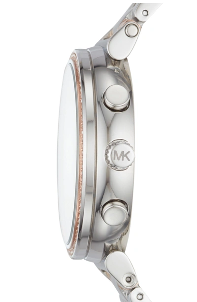 Shop Michael Kors Sofie Chronograph Bracelet Watch, 39mm In Rose Gold/ White/ Silver
