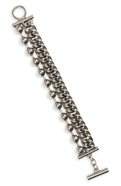 Shop Alexander Wang Ball & Chain Stacked Bracelet In Gold Tone