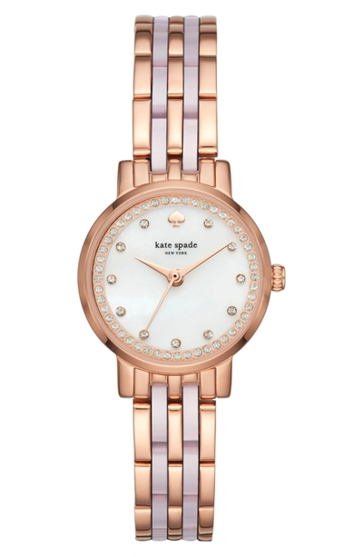 Shop Kate Spade Monterey Crystal Dial Bracelet Watch, 24mm In Blush/ Pink/ Rose Gold/ Mop