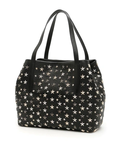 Shop Jimmy Choo Shopping Bag With Multi Metal Stars In Black Metallic Mixnero