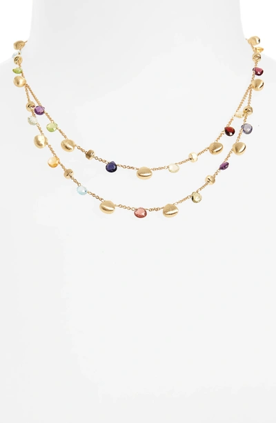 Shop Marco Bicego Paradise Semiprecious Stone Double Strand Necklace In Yellow Gold