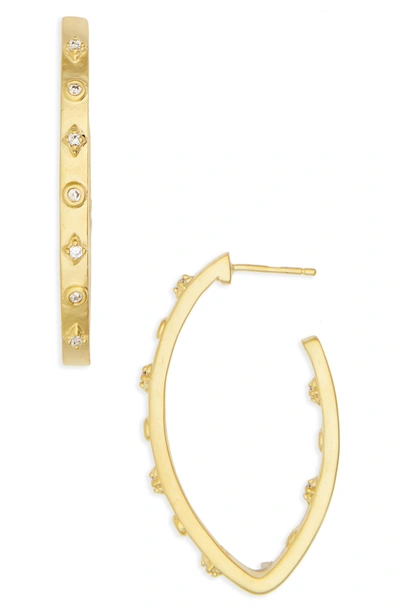 Shop Freida Rothman Audrey Oval Cubic Zirconia Hoops In Gold/ Clear