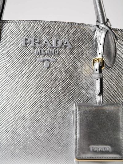 Shop Prada Small Paradigm Tote In Argento