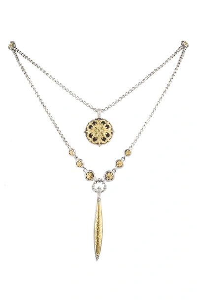 Shop Konstantino Gaia Mulitistrand Pendant Necklace In Silver/ Gold