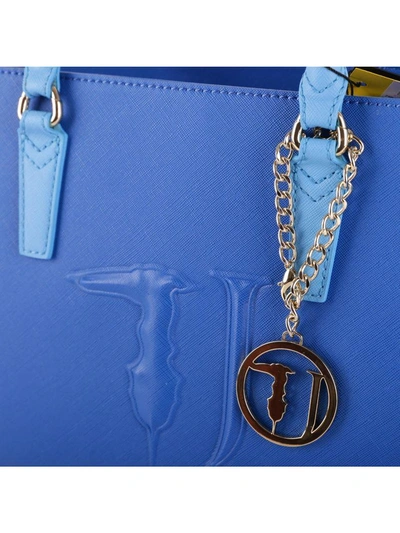 Shop Trussardi Ischia Faux Leather Bag In Blue