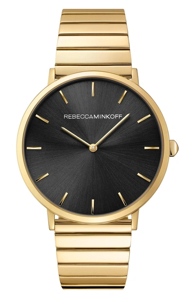 Shop Rebecca Minkoff Major Bracelet Watch, 40mm In Gold/ Black/ Gold